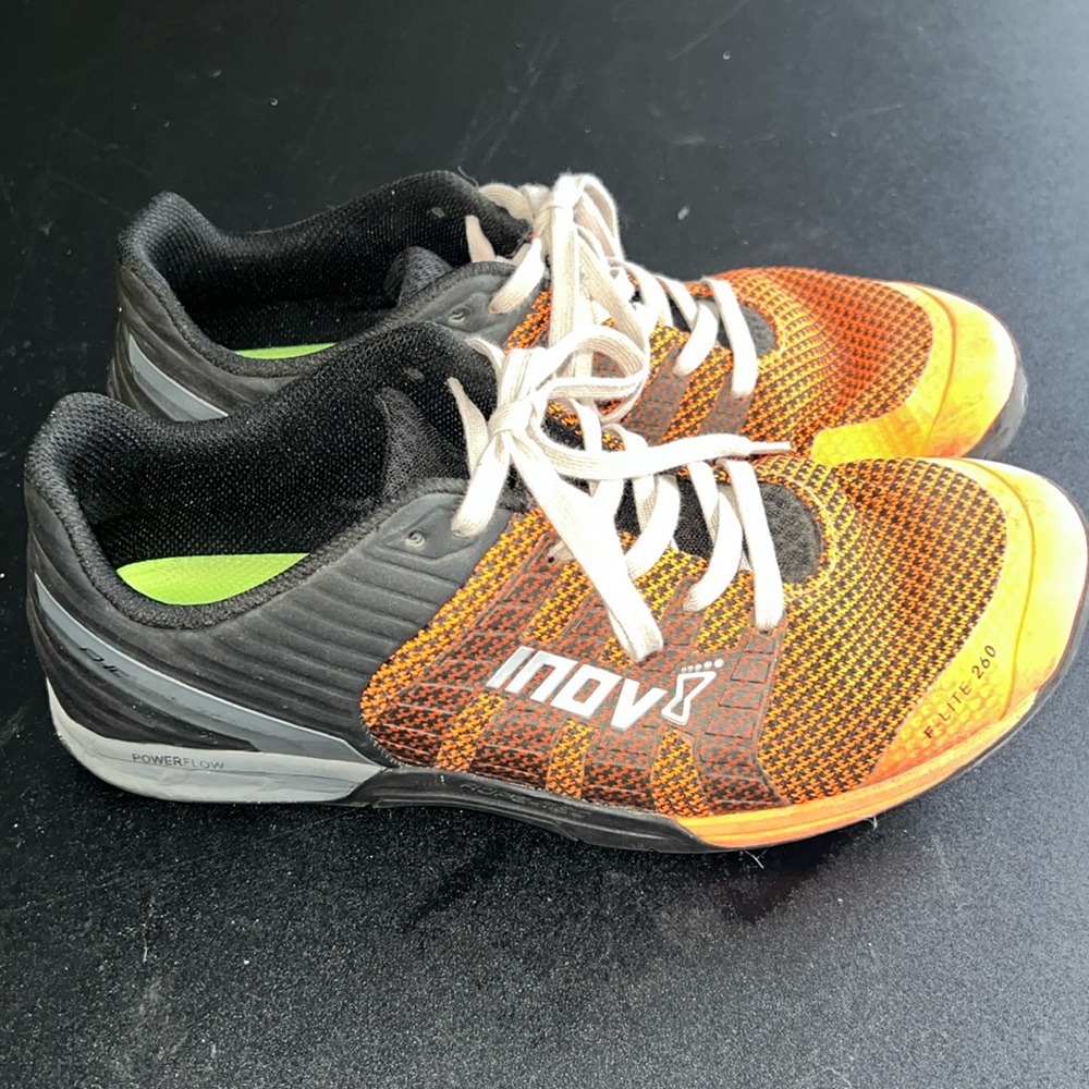 Men’s INOV8 f-lite 260 size 11 CrossFit trainers neon orange/black EUC